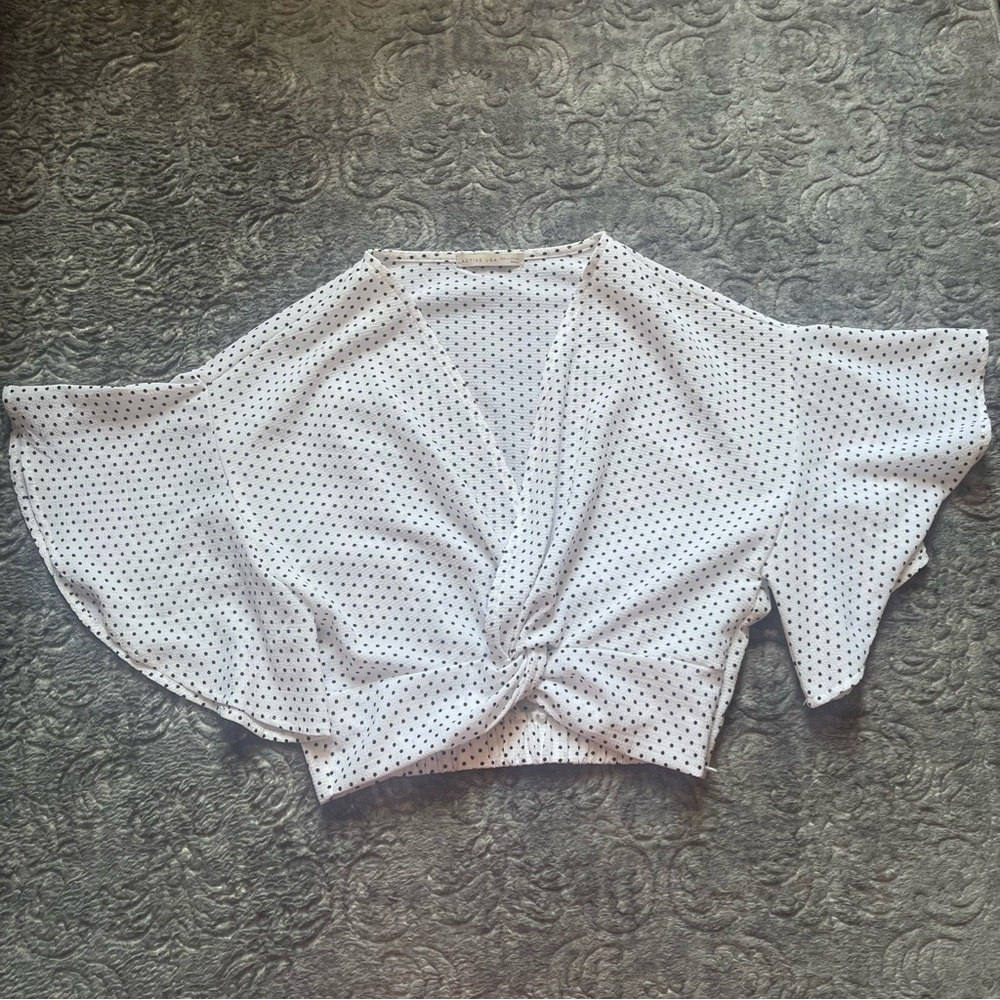 FASHION NOVA White Polka Dot Crop Top S